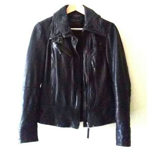 ALL SAINTS Belvedere Black Leather Jacket